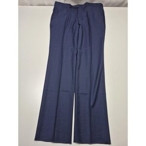 Neiman Marcus Dress Pants Mens 40x36 Blue Wool Flat Front Lined NWT Unhemmed